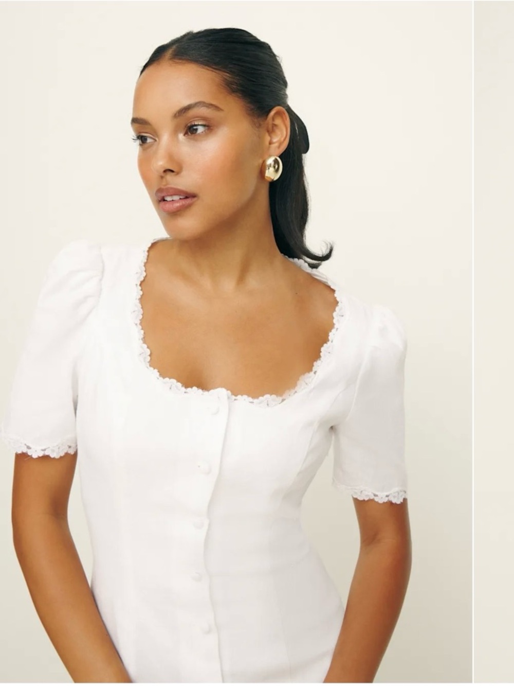 Reformation Anabella Linen Dress Size 6 in White - Picture 4 of 4